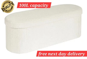 Ottoman Storage Seat Stool Trunk Toy Chest Bedding Blanket Box Folding Footstall - Picture 1 of 8