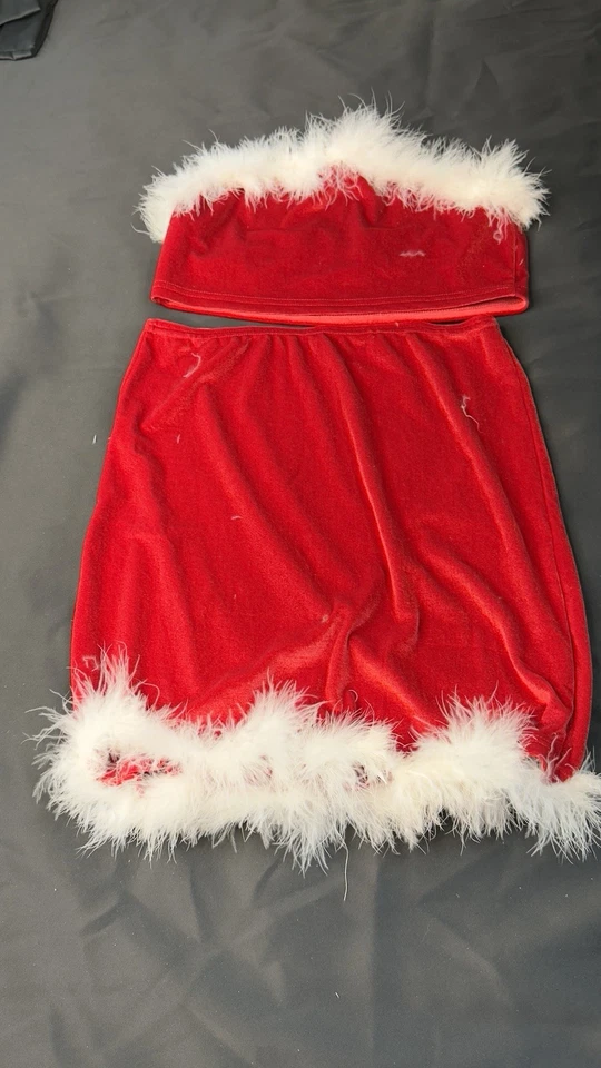 Mujer Navidad Papá Noel Disfraz Navidad Juegos con disfraces Prendas para el torso corto con minifalda Foto 1 de 1