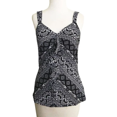 Camiseta sin mangas White House Black Market negra estampada sin mangas correa ancha talla M nueva con etiquetas Foto 1 de 4