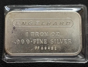 Vintage Engelhard Horizontal 1oz .999 Fine Silver Bar - SN #PF 69421 - Picture 1 of 2