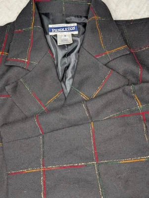 Women's Pendleton Blazer Sz 8, Shoulder Pads, Plaid, Black Red Green Gold Yellow - Image 1 of 4