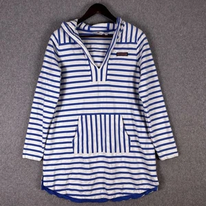 Vineyard Vines Shep Cover Up Damen M blau weiß gestreift Kapuze Strand Küste - Bild 1 von 12