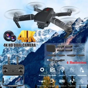 Ikaufen RC Drone With 4K HD Dual Camera WiFi FPV Foldable Quadcopter +4 Battery - Picture 1 of 12
