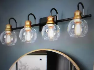 LNC Modern Black Wall Light 29.5 in 4-Light Bronze and Antique Gold Vanity Light - Picture 1 of 4