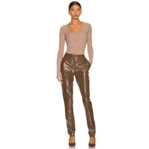 ALIX NYC Loring Kunstleder High Waist Hose Braun 4 - Bild 1 von 6