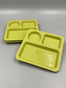 Set of 6 Pillowfort Kids Green Square Divided Plates Fox Animal Print - Picture 1 of 5