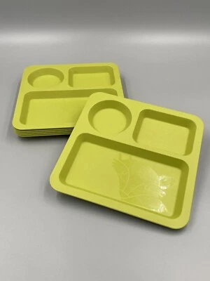 Set of 6 Pillowfort Kids Green Square Divided Plates Fox Animal Print - Image 1 of 4