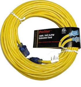 16 Gauge SJTW 3 Conductor 100 Foot Extension Cord with Lighted Ends - Yellow - Picture 1 of 1