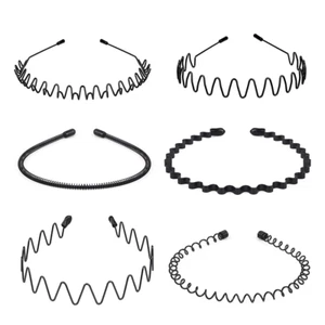 6 Pieces Metal Headbands Wavy Hairband Spring Hair Hoop Sports Fashion Hair Band - Picture 1 of 12