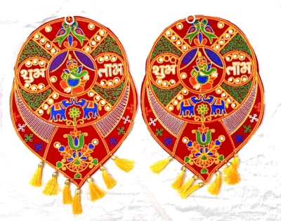 Juego de 2 tapices hechos a mano para decoración del hogar colgante de pared Ganesha paz prosperidad raro Foto 1 de 4