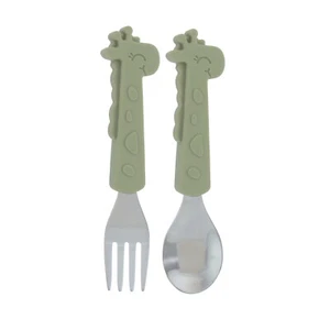 Nuby Animal Friends Silicone & Stainless Steel Utensils -Playful & Fun - Picture 1 of 11