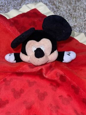 Manta Disney Bebé Mickey Mouse Rojo Amarillo Borde Orejas Arrugadas Seguridad Lovey Foto 1 de 4