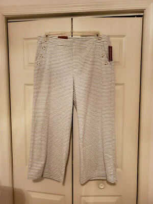 Pantalones de pierna ancha Merona 16 100 % algodón náutico azul y blanco a rayas para mujer (NUEVOS) Foto 1 de 4