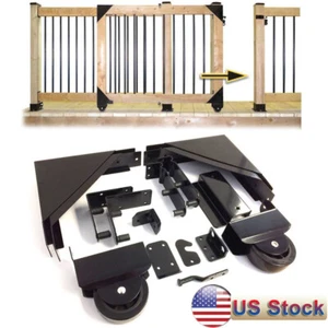 Deck Hardware Kit Sliding Gate Powder Coated Steel Black Rust Resistant - Bild 1 von 9