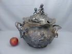 Rare Large Ornate Silver Plated Punch Bowl with Cherubs Dolphin etc. Germany