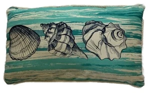 SHELL Indoor Outdoor Pillow Beach Coastal Ocean Cottage Lake House Decor 24”x13” - Picture 1 of 8