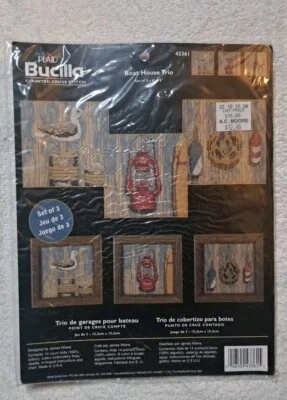 Plaid Bucilla Boat House Trio Seagull Cannonball Lantern Cross Stitch Kit - Image 1 of 2