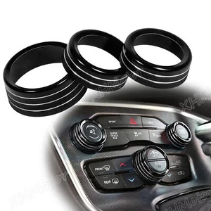 3pcs AC Switch Volume Button Trim Ring Knob Covers Fit Dodge Ram 2013-2018 BLACK - Foto 1 di 12
