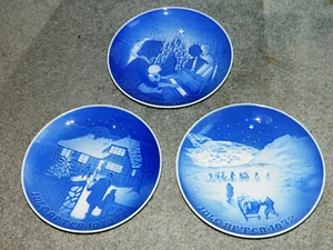 B&G Bing & Grondahl Weihnachtsteller 1971 1972 1973 blau Porzellan Denmark Lot 3 - Bild 1 von 7