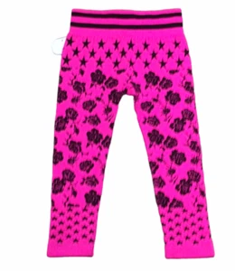 Faded Glory Girls Fleece Lined Pink Black Rose Cropped Legging Pants Sz 4-6X NWT - Picture 1 of 2