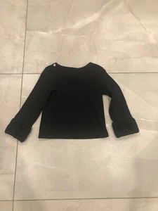 Janie & Jack Girls Sz. 7 Black Long sleeve Top W/ Black Faux Fur Cuffs - Picture 1 of 9