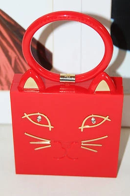 Charlotte Olympia Red Kitty Cat Clutch      - Image 1 of 4
