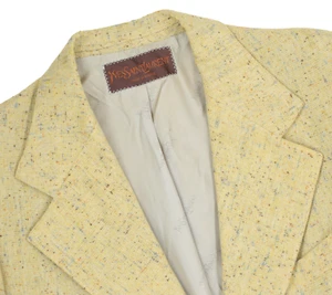 Vintage Men's 38 YSL Yves Saints Laurent Musted Yellow Patch Pocket Sport Coat - Picture 1 of 14