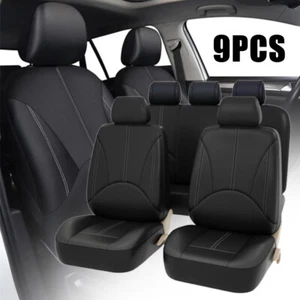 Juego completo de 5 fundas de asiento de coche de cuero impermeable universal para auto sedán SUV nuevo - Imagen 1 de 12