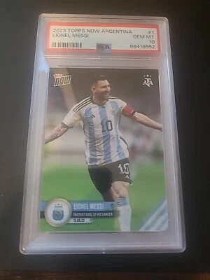 2023 Topps Now Argentina Soccer #1 Lionel Messi PSA 10 GEM MINT - Image 1 of 4