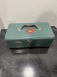 Vintage Simonsen grün Metall Werkzeug Tackle Box 14" x 7,5" - Bild 1 von 8