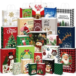 24 Weihnachtsgeschenk Papiertüten Großpackung mit Griffen Verpackung Weihnachtsgeschenke... - Bild 1 von 7