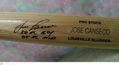 JOSE CANSECO SIGNED ENGRAVED LOUISVILLE SLUGGER BAT OAKLAND A'S  88 AL MVP 86 AL - Image 1 of 4