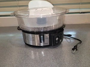 Vaporiera digitale per alimenti Hamilton Beach 5-1/2 quarti argento nero modello 2 livelli 37530A - Foto 1 di 7