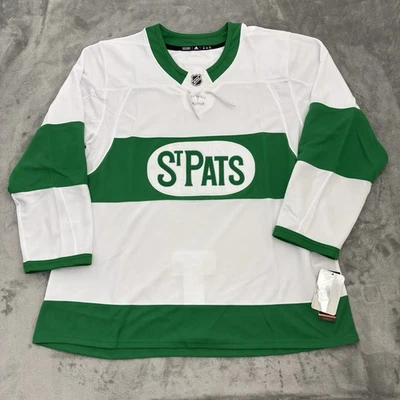 Toronto St Pat's Jersey Adidas Size 60 White Green Maple Leafs NHL Authentic - Image 1 of 4