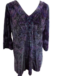 Ladies Size 1X Apt 9 Purple Polyester Spandex VELVET Top w/ Empire Waist - Picture 1 of 4