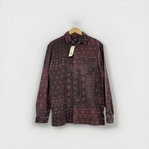 BDG Urban Outfitters Bordeaux Bandana Print Flannel Shirt Mens Small - NWT - Picture 1 of 10