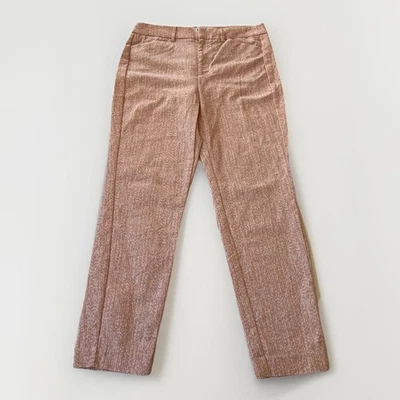 Pantalones al tobillo ajustados para mujer Nine West talla 10 rosa claro blanco algodón elástico Foto 1 de 4