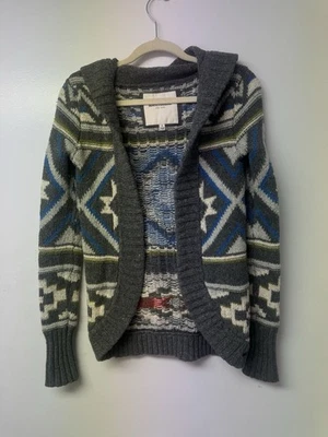 Abercrombie & Fitch Wool Blend Aztec Cardigan Sweater Medium Cabin Fall Lodge - Image 1 of 4