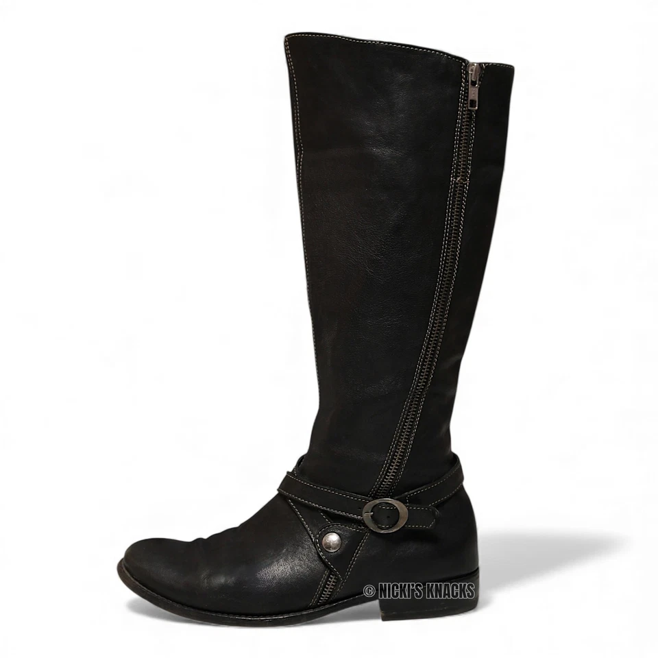 Botas de montar de cuero italianas Manas Design Goodyear Welt negras hasta la rodilla talla 9 Foto 1 de 4