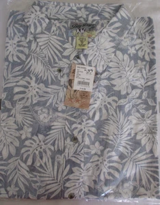 #3 Vintage Big Dogs Hawaiian Shirt Men 3XL Denim Blue-Leaves and Dog in Hammock - Picture 1 of 3
