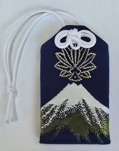 Amuleto de la suerte japonés Omamori protección amuleto azul/buena fortuna monte Santuario Fuji - Imagen 1 de 3