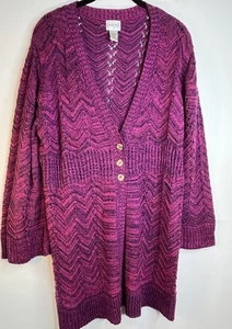 Chicos Mixed Purple Chevron Knit Sweater Blouse sz 3 / 16 XL  (15 - Picture 1 of 8