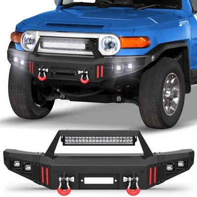 Front Bumper with Winch Plate LED Lights Offroad For Toyota FJ Cruiser 2007-2010 - Изображение 1 из 4