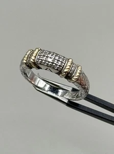 STUNNING 14k Yellow Gold And Sterling Silver 925 Pave Diamond Cluster Ring Sz 7 - Picture 1 of 20