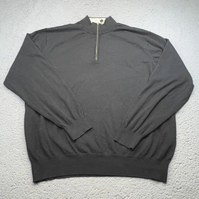 Suéter Peter Millar Para Hombres 2XL Negro Cuarto Cremallera Pullover Algodón Seda Cachemira Foto 1 de 4