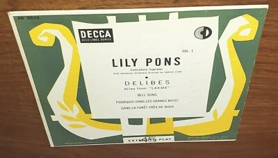 ((L@@K)) Vintage 1950's 1 Record 45 Decca From Lakme Lily Pons Delibes Bell Song - Image 1 of 4