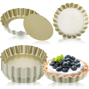 16 Pieces Mini Tart Pans with Removable Bottom Nonstick Quiche Pan Mini Pie P... - Picture 1 of 7