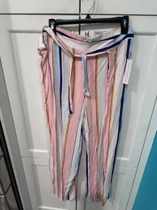 New teen swim cover up open striped pants size medium beach pool lounge - Picture 1 of 3