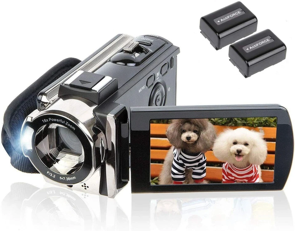 New Video Camera Camcorder 24MP 16x Digital 3" LCD Full HD 1080P Recorder 2 Batt - Image 1 of 4