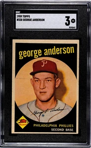 1959 TOPPS # 338 - SPARKY ANDERSON - ROOKIE CARD - SGC 3 (VG) - Picture 1 of 2